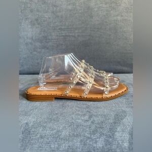 Steve Madden Womens Lyna Studded Slip On Sandals SZ 9.5M Summer Dressy Strappy